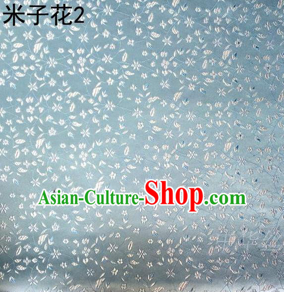 Asian Chinese Traditional Embroidered Shivering Floral Light Blue Satin Silk Fabric, Top Grade Brocade Tang Suit Hanfu Princess Dress Fabric Cheongsam Cloth Material