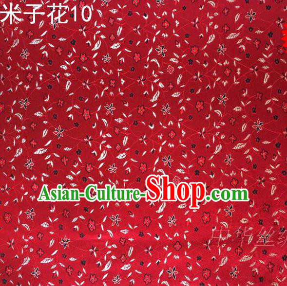 Asian Chinese Traditional Embroidered Shivering Floral Red Satin Silk Fabric, Top Grade Brocade Tang Suit Hanfu Princess Dress Fabric Cheongsam Cloth Material