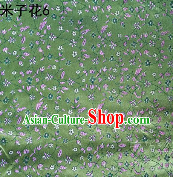 Asian Chinese Traditional Embroidered Shivering Floral Green Satin Silk Fabric, Top Grade Brocade Tang Suit Hanfu Princess Dress Fabric Cheongsam Cloth Material