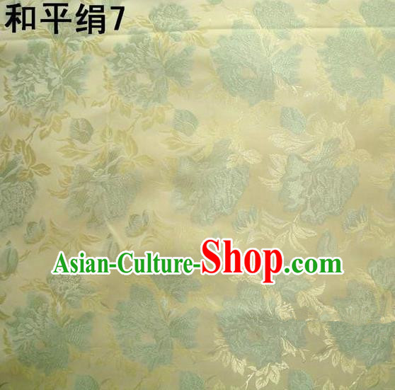 Asian Chinese Traditional Embroidered Flowers Golden Silk Fabric, Top Grade Arhat Bed Brocade Tang Suit Hanfu Dress Fabric Cheongsam Cloth Material