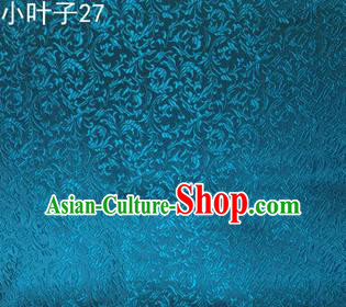 Asian Chinese Traditional Embroidered Wheat Flowers Blue Silk Fabric, Top Grade Arhat Bed Brocade Tang Suit Hanfu Dress Fabric Cheongsam Cloth Material