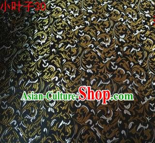 Asian Chinese Traditional Embroidered Wheat Flowers Black Silk Fabric, Top Grade Arhat Bed Brocade Tang Suit Hanfu Dress Fabric Cheongsam Cloth Material