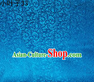 Asian Chinese Traditional Embroidered Wheat Flowers Light Blue Silk Fabric, Top Grade Arhat Bed Brocade Tang Suit Hanfu Dress Fabric Cheongsam Cloth Material