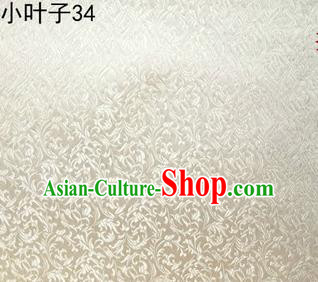Asian Chinese Traditional Embroidered Wheat Flowers White Silk Fabric, Top Grade Arhat Bed Brocade Tang Suit Hanfu Dress Fabric Cheongsam Cloth Material
