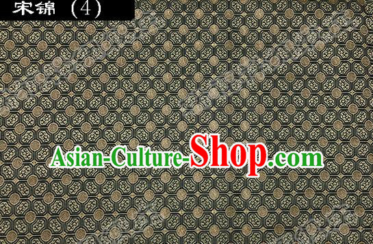 Asian Chinese Traditional Embroidered Flowers Black Song Brocade Silk Fabric, Top Grade Satin Tang Suit Hanfu Dress Fabric Cheongsam Cloth Material