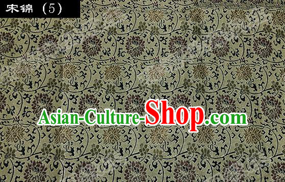 Asian Chinese Traditional Embroidered Lotus Flowers Song Brocade Silk Fabric, Top Grade Satin Tang Suit Hanfu Dress Fabric Cheongsam Cloth Material