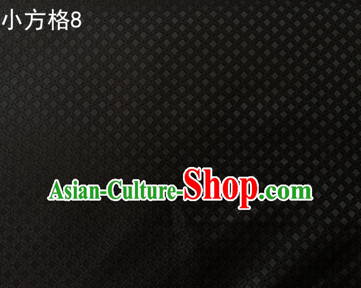 Asian Chinese Traditional Embroidery Small Check Black Silk Fabric, Top Grade Arhat Bed Brocade Tang Suit Hanfu Tibetan Dress Fabric Cheongsam Cloth Material