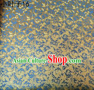 Asian Chinese Traditional Embroidery Leaves Golden Satin Silk Fabric, Top Grade Arhat Bed Brocade Tang Suit Hanfu Dress Fabric Cheongsam Cloth Material