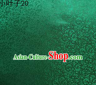 Asian Chinese Traditional Embroidery Leaves Green Satin Silk Fabric, Top Grade Arhat Bed Brocade Tang Suit Hanfu Dress Fabric Cheongsam Cloth Material