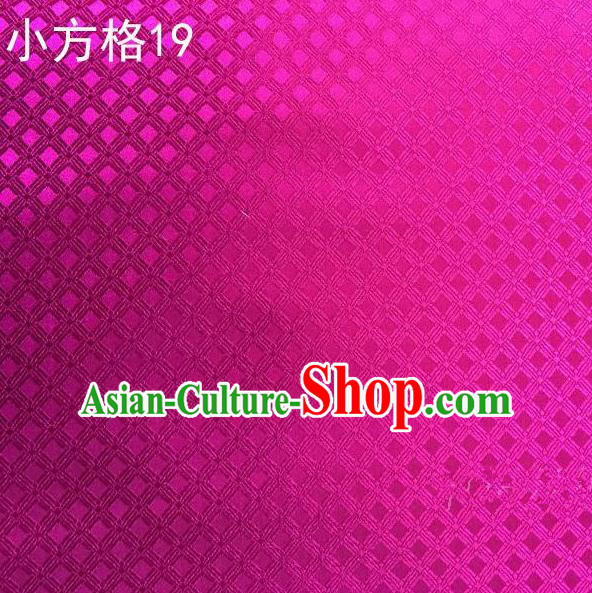 Asian Chinese Traditional Embroidery Small Check Rosy Silk Fabric, Top Grade Arhat Bed Brocade Tang Suit Hanfu Tibetan Dress Fabric Cheongsam Cloth Material