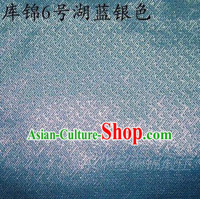 Asian Chinese Traditional Jacquard Weave Blue Sliver Xiuhe Suit Satin Silk Fabric, Top Grade Brocade Tang Suit Hanfu Dress Fabric Cheongsam Cloth Material