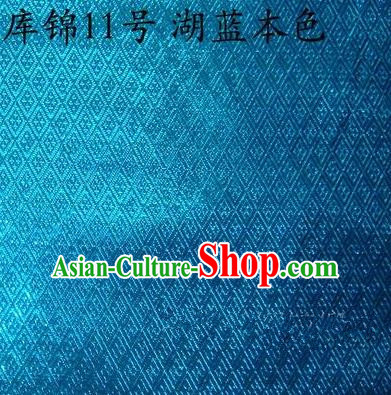 Asian Chinese Traditional Jacquard Weave Blue Xiuhe Suit Satin Silk Fabric, Top Grade Brocade Tang Suit Hanfu Dress Fabric Cheongsam Cloth Material
