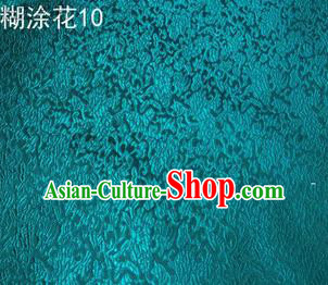 Asian Chinese Traditional Embroidering Flower Peacock Green Xiuhe Suit Satin Thangka Silk Fabric, Top Grade Brocade Tang Suit Hanfu Dress Fabric Cheongsam Cloth Material