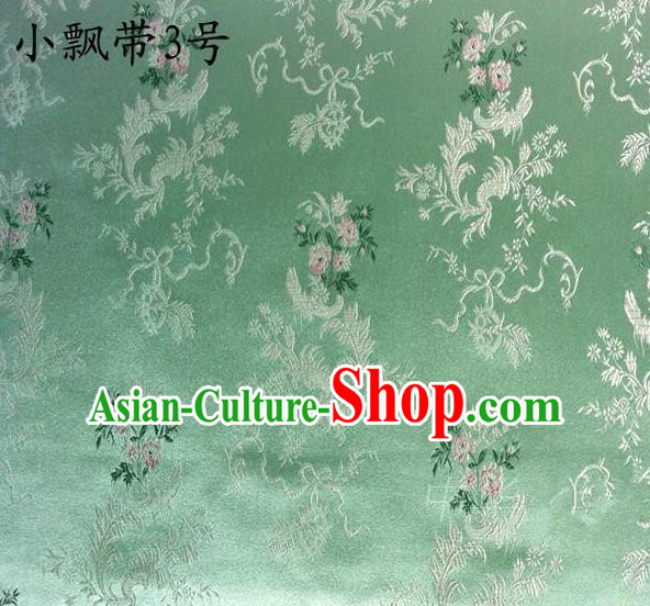 Asian Chinese Traditional Embroidering Flowers Xiuhe Suit Satin Green Silk Fabric, Top Grade Brocade Tang Suit Hanfu Full Dress Fabric Cheongsam Cloth Material