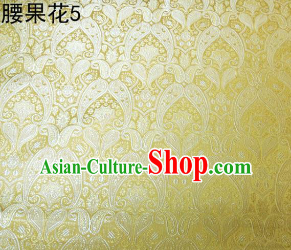 Asian Chinese Traditional Embroidery Paisley Golden Satin Wedding Silk Fabric, Top Grade Tibetan Brocade Tang Suit Hanfu Dress Fabric Cheongsam Cloth Material