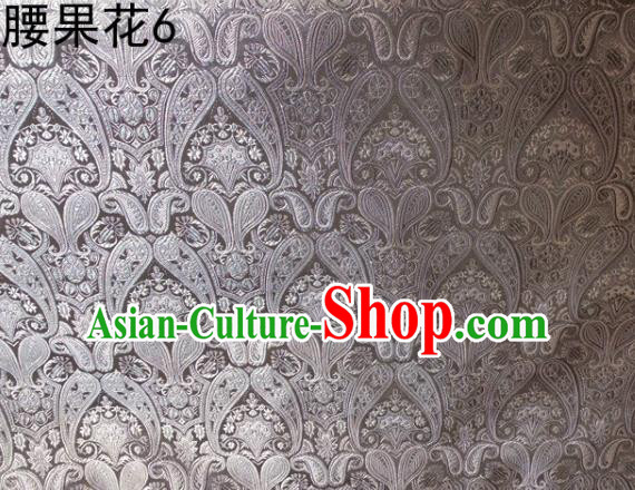 Asian Chinese Traditional Embroidery Paisley Grey Satin Wedding Silk Fabric, Top Grade Tibetan Brocade Tang Suit Hanfu Dress Fabric Cheongsam Cloth Material