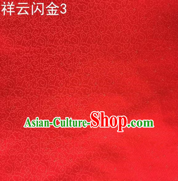 Asian Chinese Traditional Embroidery Gold Thread Red Satin Silk Fabric, Top Grade Brocade Tang Suit Hanfu Fabric Cheongsam Cloth Material