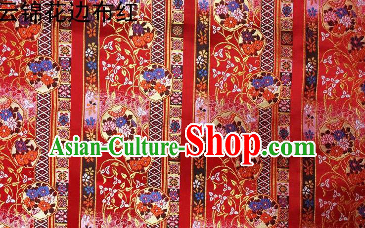 Asian Chinese Traditional Embroidery Satin Silk Fabric, Top Grade Red Nanjing Brocade Tang Suit Hanfu Fabric Cheongsam Cloth Material