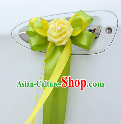 Top Grade Wedding Accessories Decoration, China Style Wedding Limousine Bowknot Yellow Flowers Bride Ribbon Garlands