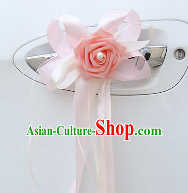 Top Grade Wedding Accessories Decoration, China Style Wedding Limousine Bowknot Pink Flowers Bride Garlands