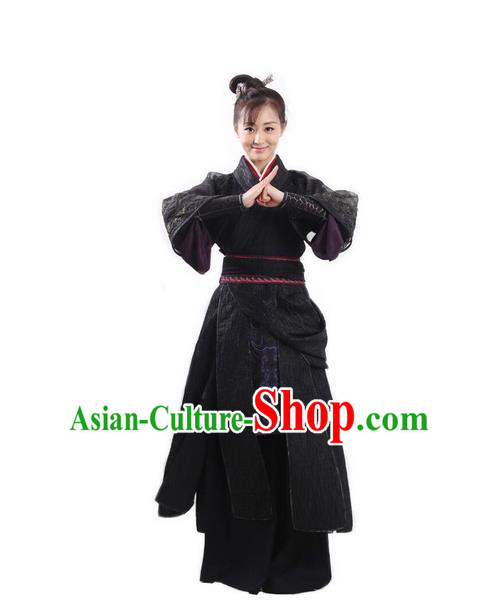 Traditional Ancient Chinese Swordswoman Costume and Headpiece Complete Set, Chinese Ming Dynasty Assassin Hanfu Clothing for Women