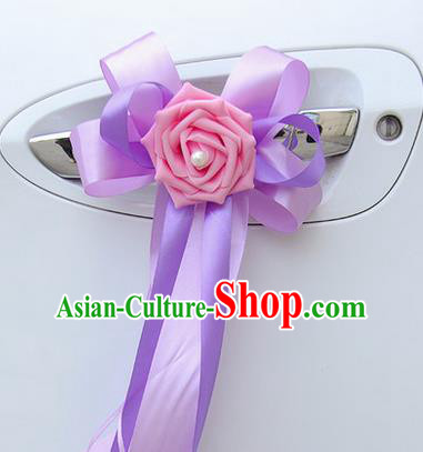 Top Grade Wedding Accessories Decoration, China Style Wedding Limousine Bowknot Flowers Bride Lilac Ribbon Garlands