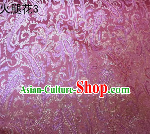 Asian Chinese Traditional Handmade Embroidery Ham Flowers Satin Wedding Silk Fabric, Top Grade Nanjing Brocade Tang Suit Hanfu Fabric Cheongsam Pink Cloth Material