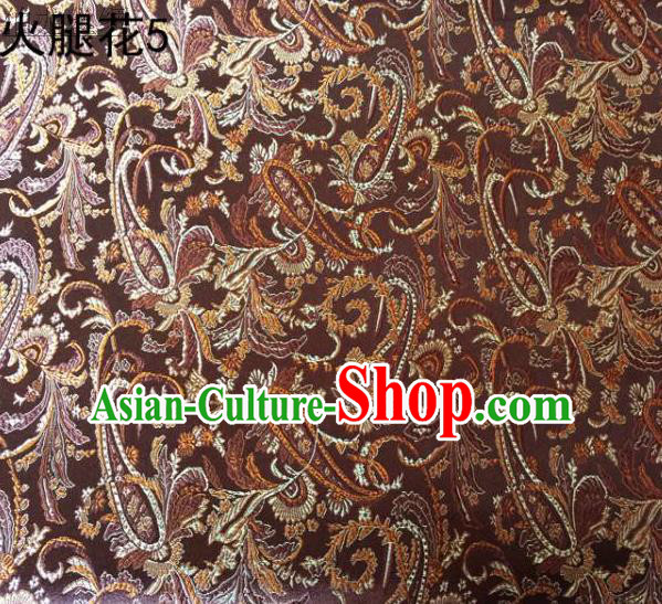 Asian Chinese Traditional Handmade Embroidery Ham Flowers Satin Wedding Silk Fabric, Top Grade Nanjing Brocade Tang Suit Hanfu Fabric Cheongsam Coffee Cloth Material