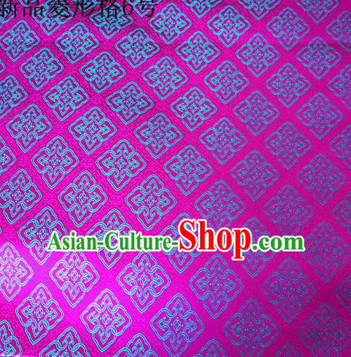 Asian Chinese Traditional Handmade Embroidery Rhombus Pattern Satin Silk Fabric, Top Grade Nanjing Brocade Tang Suit Hanfu Fabric Cheongsam Rosy Cloth Material