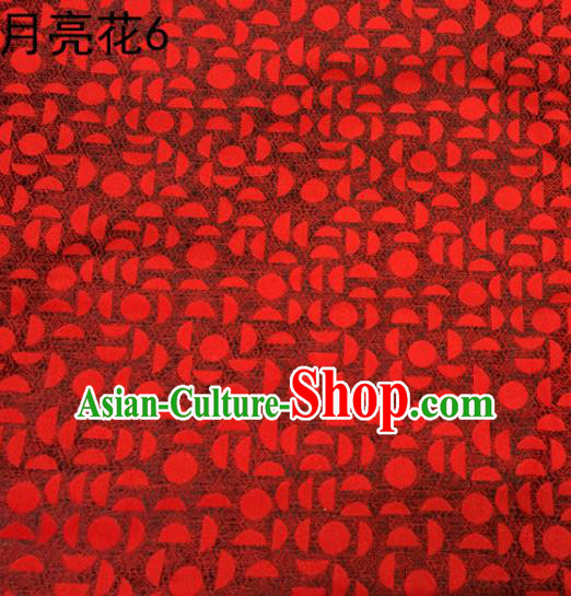 Asian Chinese Traditional Handmade Embroidery Moon Flowers Satin Silk Fabric, Top Grade Nanjing Brocade Tang Suit Hanfu Fabric Cheongsam Red Cloth Material