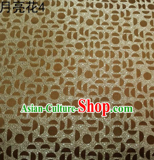Asian Chinese Traditional Handmade Embroidery Moon Flowers Satin Silk Fabric, Top Grade Nanjing Brocade Tang Suit Hanfu Fabric Cheongsam Golden Cloth Material