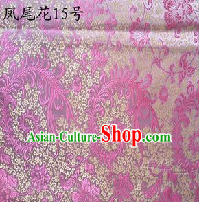 Traditional Asian Chinese Handmade Embroidery Ombre Peony Flowers Satin Pink Silk Fabric, Top Grade Nanjing Brocade Tang Suit Hanfu Clothing Fabric Cheongsam Cloth Material