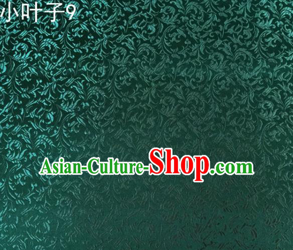 Traditional Asian Chinese Handmade Embroidery Wheat Leaf Satin Silk Fabric, Top Grade Nanjing Green Brocade Tang Suit Hanfu Clothing Fabric Cheongsam Cloth Material