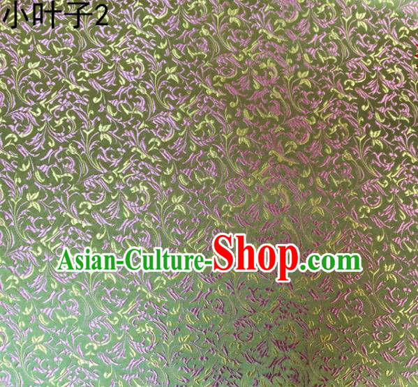 Traditional Asian Chinese Handmade Embroidery Pink Wheat Leaf Satin Silk Fabric, Top Grade Nanjing Green Brocade Tang Suit Hanfu Clothing Fabric Cheongsam Cloth Material