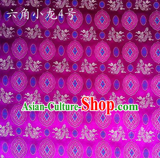 Traditional Asian Chinese Handmade Embroidery Dragons Rosy Satin Silk Fabric, Top Grade Nanjing Brocade Tang Suit Hanfu Clothing Fabric Cheongsam Cloth Material