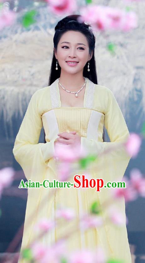 Asian Chinese Traditional Ancient We Feminist Costume and Headpiece Complete Set, China Tang Dynasty Elegant Hanfu Fairy Clothing Princess Embroidered Dress for Women