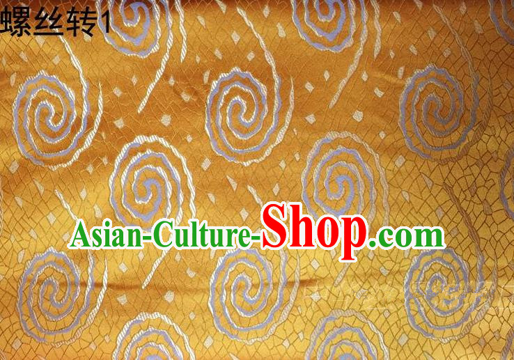 Traditional Asian Chinese Handmade Embroidery Satin Tang Suit Golden Silk Fabric, Top Grade Nanjing Brocade Ancient Costume Hanfu Clothing Fabric Cheongsam Cloth Material