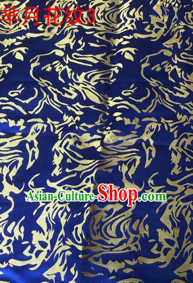 Traditional Asian Chinese Handmade Embroidery Silk Satin Tang Suit Blue Fabric, Nanjing Brocade Ancient Costume Hanfu Cheongsam Cloth Material