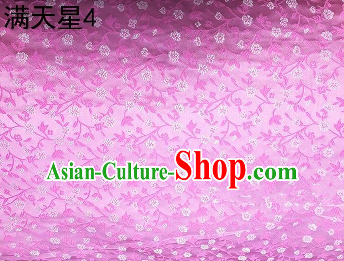 Traditional Asian Chinese Handmade Embroidery Plum Blossom Satin Tang Suit Pink Silk Fabric, Top Grade Nanjing Brocade Ancient Costume Hanfu Clothing Fabric Cheongsam Cloth Material