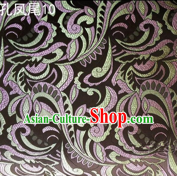 Traditional Asian Chinese Handmade Embroidery Ombre Flowers Satin Tang Suit Black Silk Fabric, Top Grade Nanjing Brocade Ancient Costume Hanfu Clothing Fabric Cheongsam Cloth Material