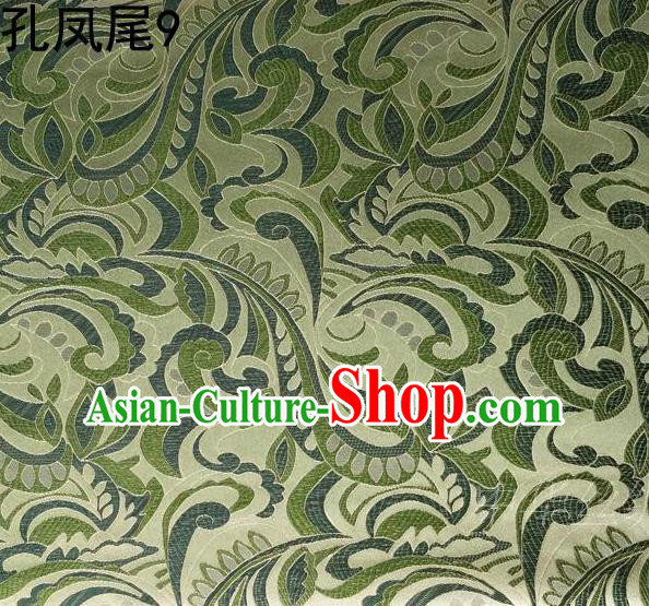 Traditional Asian Chinese Handmade Embroidery Ombre Flowers Satin Tang Suit Green Silk Fabric, Top Grade Nanjing Brocade Ancient Costume Hanfu Clothing Fabric Cheongsam Cloth Material