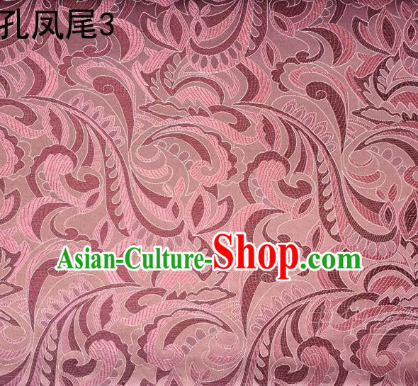 Traditional Asian Chinese Handmade Embroidery Ombre Flowers Satin Tang Suit Pink Silk Fabric, Top Grade Nanjing Brocade Ancient Costume Hanfu Clothing Fabric Cheongsam Cloth Material