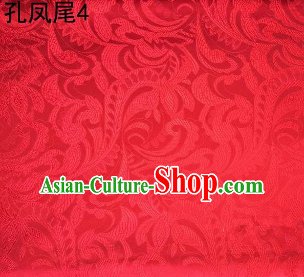 Traditional Asian Chinese Handmade Embroidery Ombre Flowers Satin Tang Suit Red Silk Fabric, Top Grade Nanjing Brocade Ancient Costume Hanfu Clothing Fabric Cheongsam Cloth Material