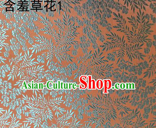 Traditional Asian Chinese Handmade Embroidery Blue Mimosa Pudica Silk Satin Tang Suit Fabric, Nanjing Brocade Ancient Costume Hanfu Cheongsam Cloth Material