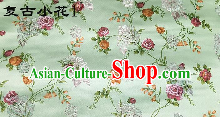 Traditional Asian Chinese Handmade Embroidery Roses Flowers Silk Satin Tang Suit Xiuhe Suit Green Fabric, Nanjing Brocade Ancient Costume Hanfu Cheongsam Cloth Material