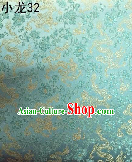 Traditional Asian Chinese Handmade Embroidery Flowers Pattern Silk Satin Tang Suit Mandarin Blue Fabric, Nanjing Brocade Ancient Costume Hanfu Cheongsam Cloth Material