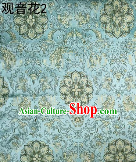 Traditional Asian Chinese Handmade Embroidery Flowers Pattern Silk Satin Tang Suit Mandarin Empress Cloak Green Fabric, Nanjing Brocade Ancient Costume Hanfu Cheongsam Cloth Material