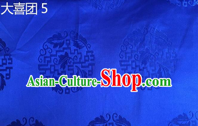 Traditional Asian Chinese Handmade Embroidery Silk Satin Tang Suit Tibetan Robe Blue Fabric, Nanjing Brocade Ancient Costume Hanfu Cheongsam Cloth Material