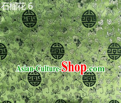 Traditional Asian Chinese Handmade Embroidery Pomegranate Flower Silk Satin Tang Suit Green Fabric, Nanjing Brocade Ancient Costume Hanfu Cheongsam Cloth Material