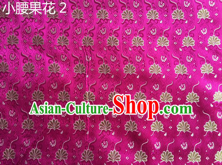 Traditional Asian Chinese Handmade Embroidery Paisley Flowers Silk Satin Tang Suit Rosy Fabric, Nanjing Brocade Ancient Costume Hanfu Cheongsam Cloth Material